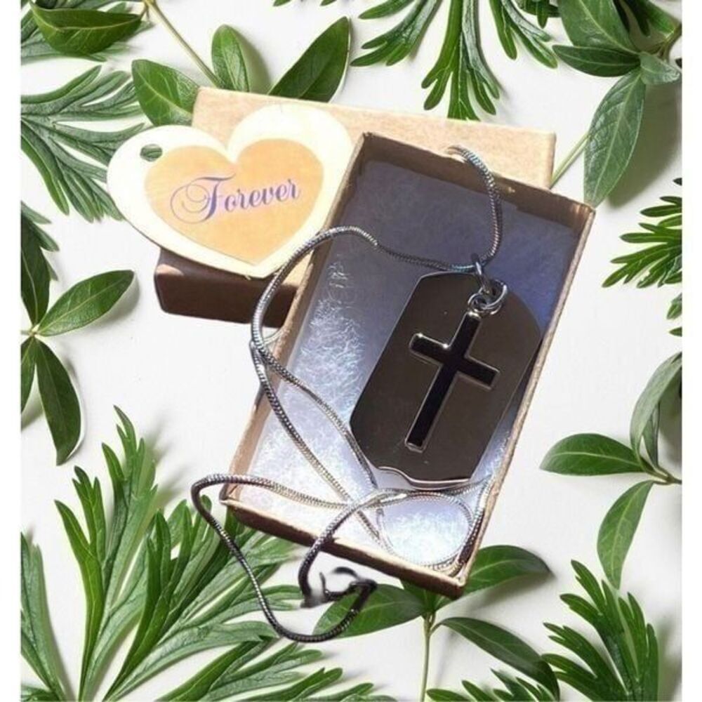 Dog Tag Cross urn cremation necklace